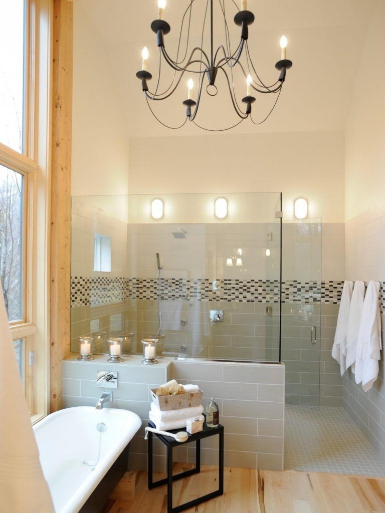2017 Chandelier ~ Bathrooms Design : Small Bathroom With White Bathtub Within Chandelier Bathroom Lighting (Photo 2 of 15)