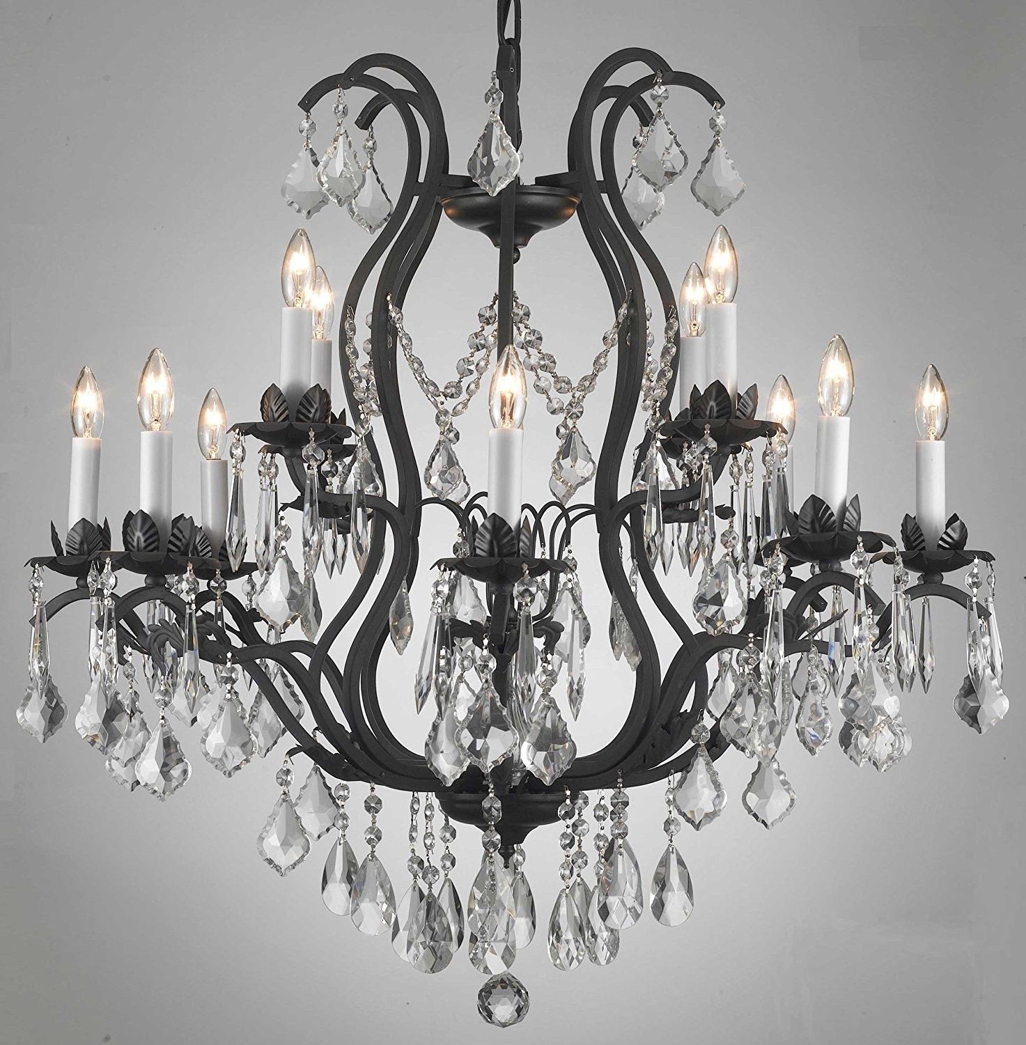 2017 Chandelier. Extraordinary Wrought Iron And Crystal Chandelier With Black Iron Chandeliers (Photo 13 of 15)