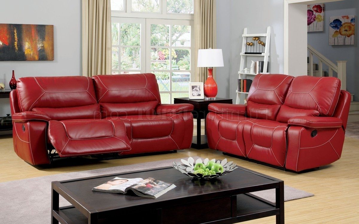2017 Newburg Reclining Sofa Cm6814Rd In Red Leather Match W/options With Red Leather Reclining Sofas And Loveseats (View 1 of 15)