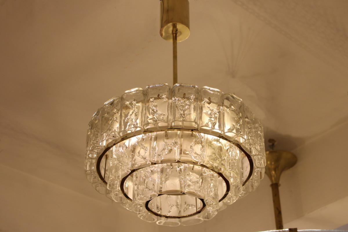 2018 Brass And Glass Chandelier Regarding Brass & Glass Chandelier From Doria, 1960s For Sale At Pamono (Photo 1 of 15)