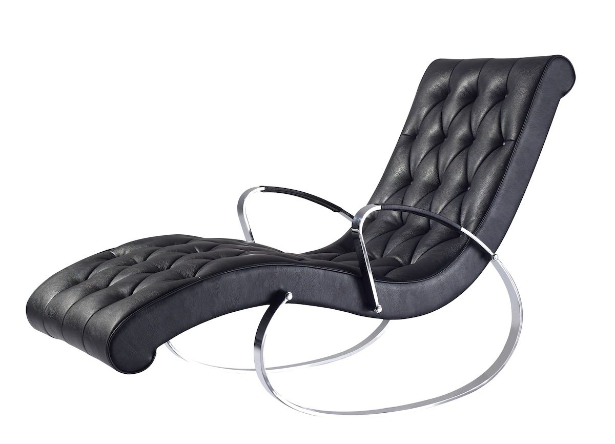 2018 Curved Chaises Regarding Black Faux Leather Chaise Lounge For Reading With Tufted Seat And (Photo 14 of 15)