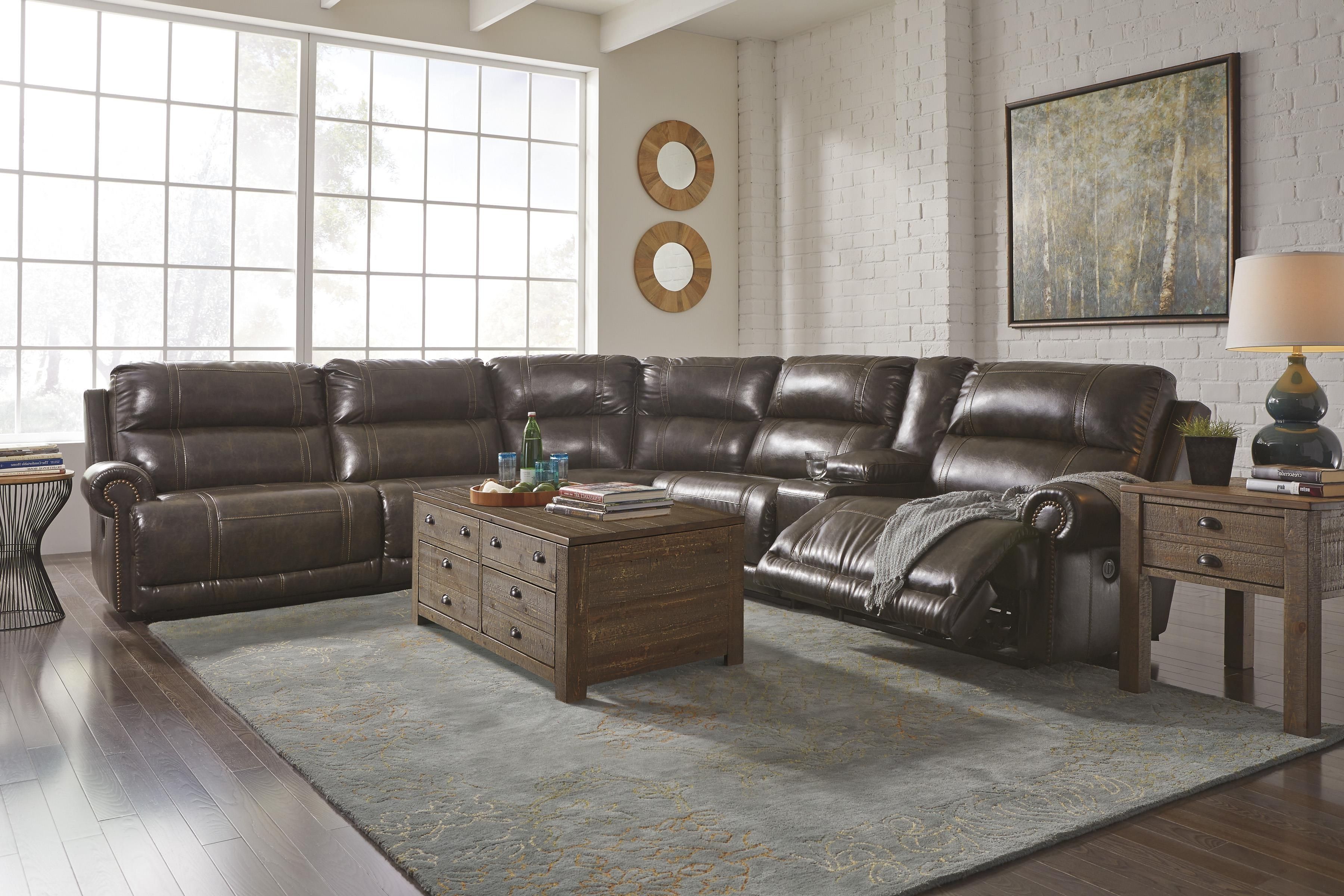 6 Piece Power Reclining Sectional With Storage Console & Armless Inside Trendy 6 Piece Leather Sectional Sofas (View 5 of 15)