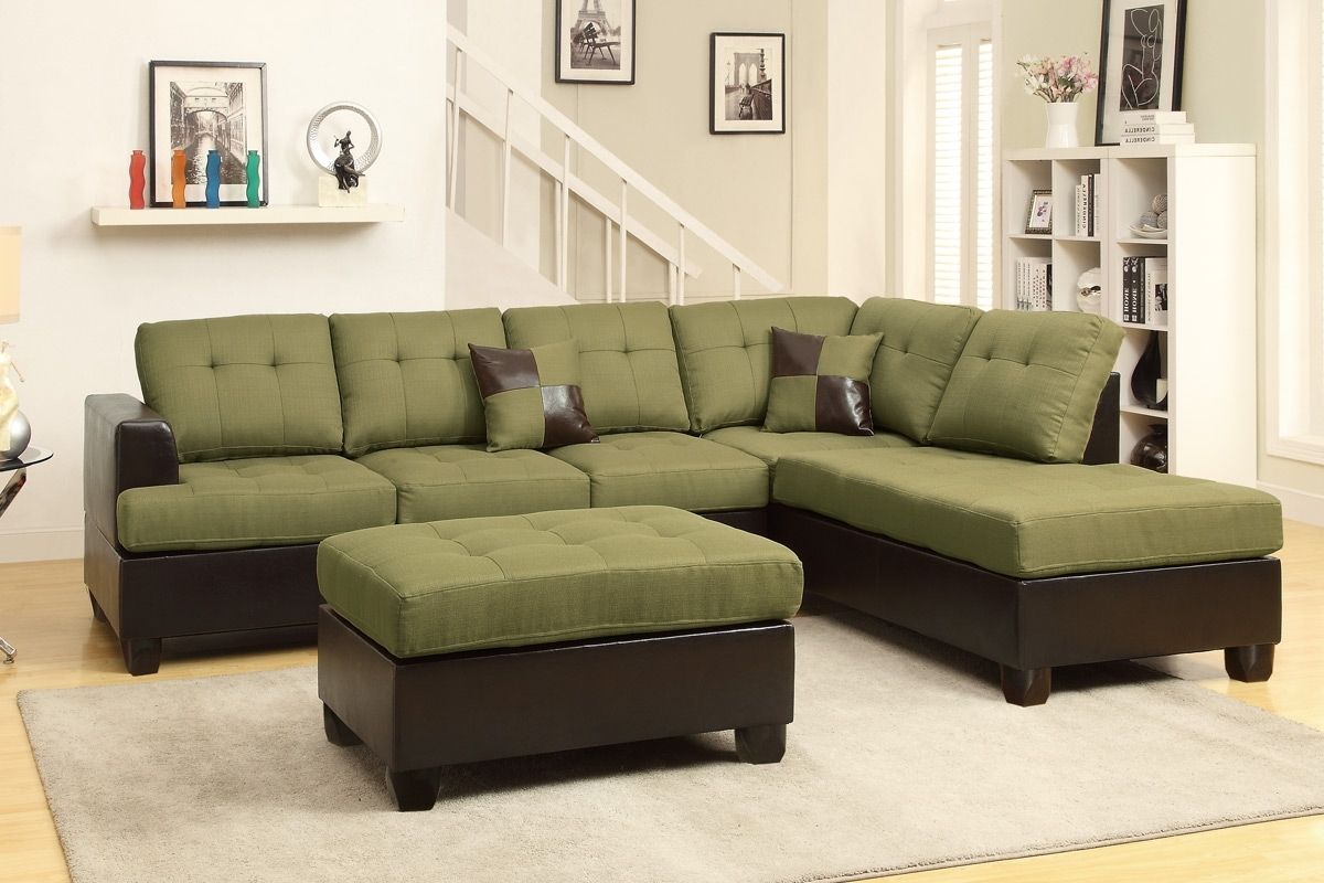 Abby Green Sectional Sofa W/ Ottoman With Favorite Green Sectional Sofas (Photo 1 of 15)