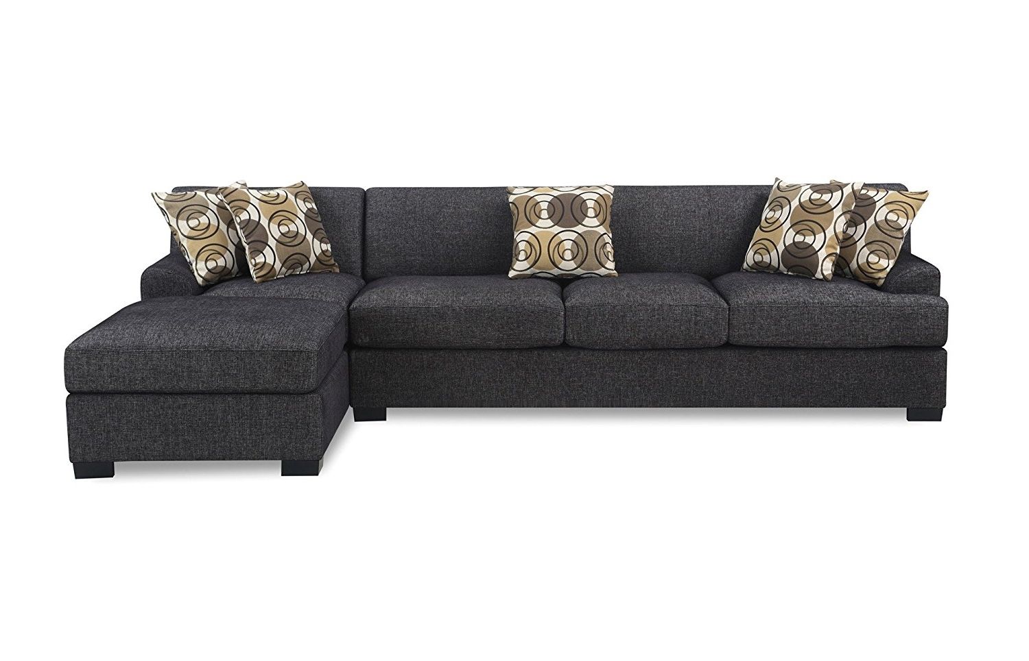 Amazon: Bobkona Poundex Benford Collection Faux Linen Chaise In Most Popular Grey Sofas With Chaise (Photo 7 of 15)