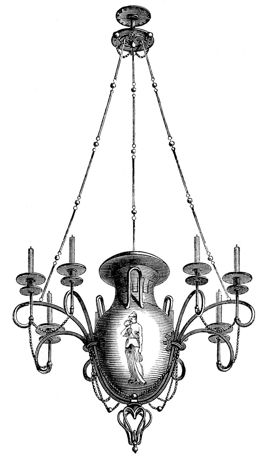 Antique Chandeliers Within Well Liked Antique Images – 3 Chandeliers – 1 Spooky – The Graphics Fairy (Photo 13 of 15)