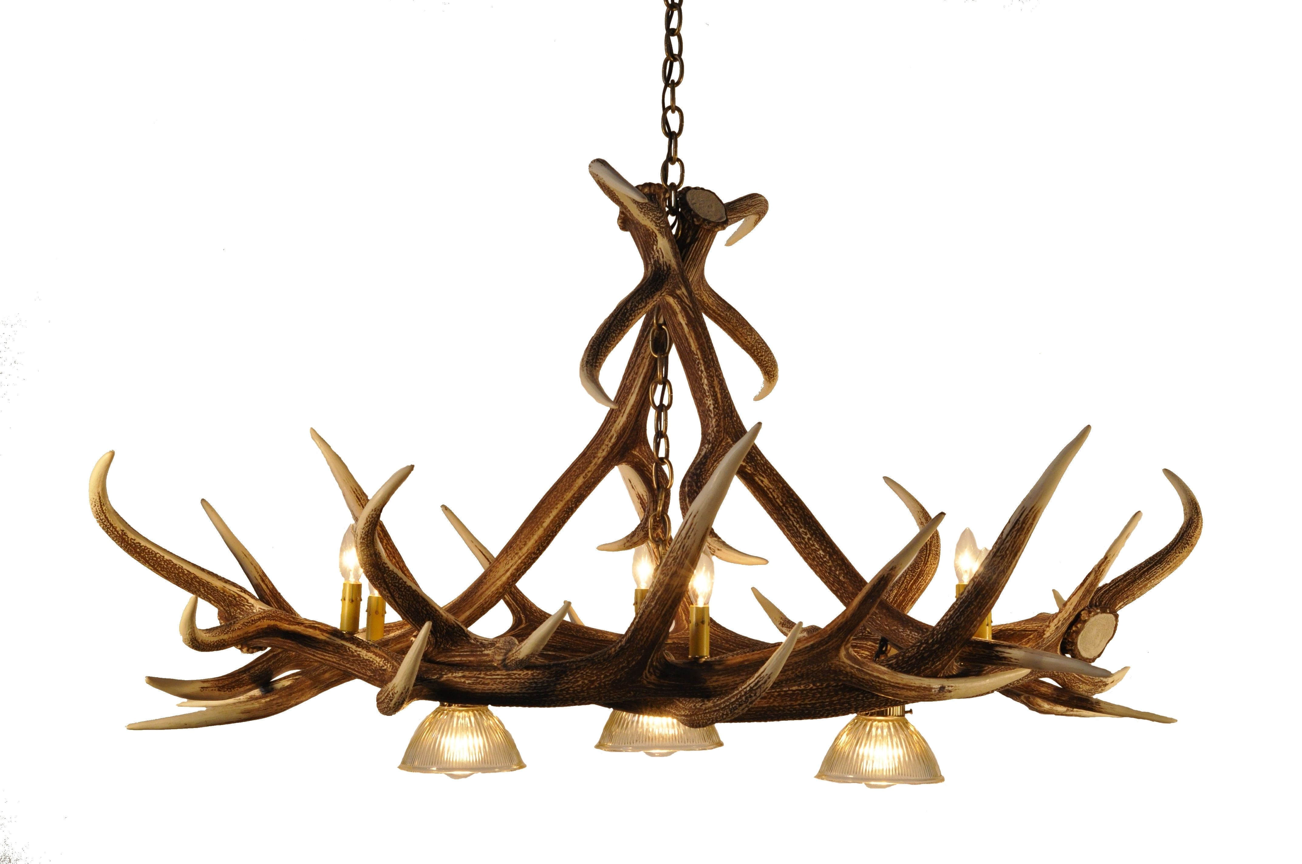 Antler Chandeliers With Widely Used Elk 6 Antler Chandelier With 3 Downlights (View 13 of 15)