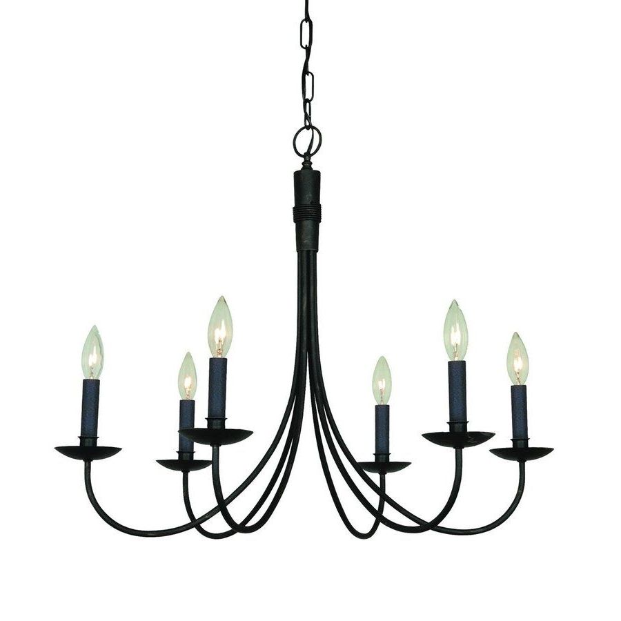 Artcraft Lighting Wrought Iron 28 In 6 Light Ebony Black Candle With Most Recently Released Black Iron Chandeliers (Photo 4 of 15)