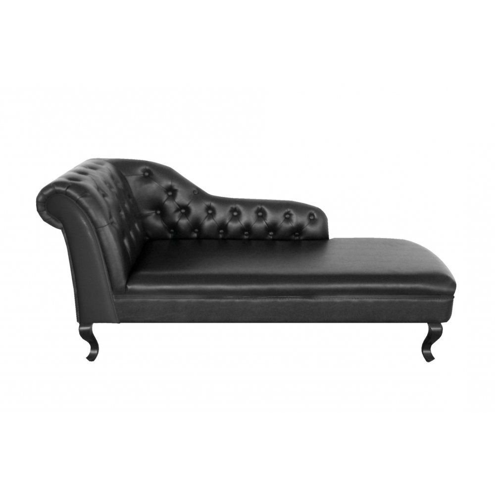 Attractive Black Leather Chaise Lounge With Black Leather Chaise In Latest Black Chaise Lounges (View 3 of 15)