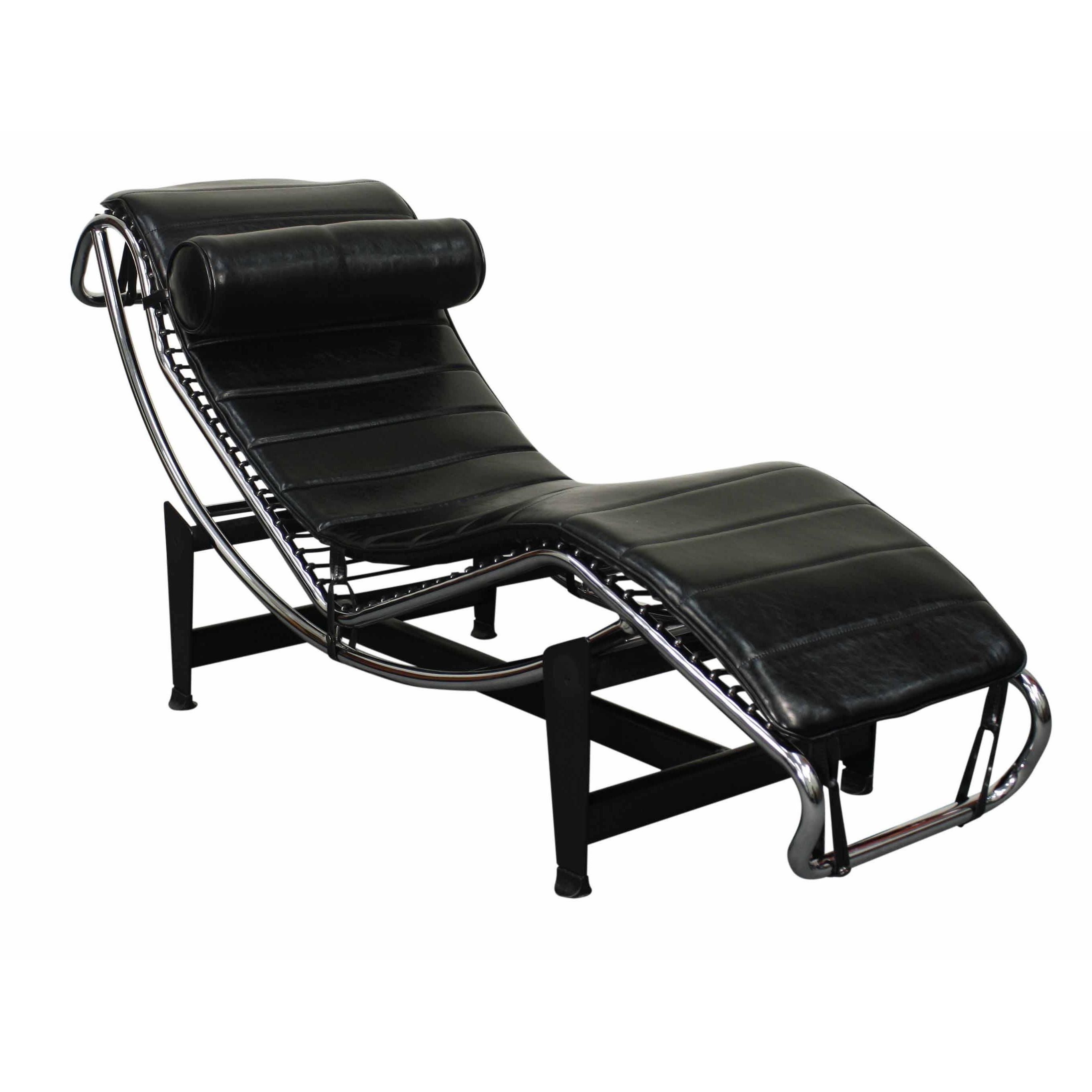 Avant Pu Chaise Lounge Chair, Chrome Steel Frame + Black Metal Pertaining To Most Popular Metal Chaise Lounge (View 12 of 15)