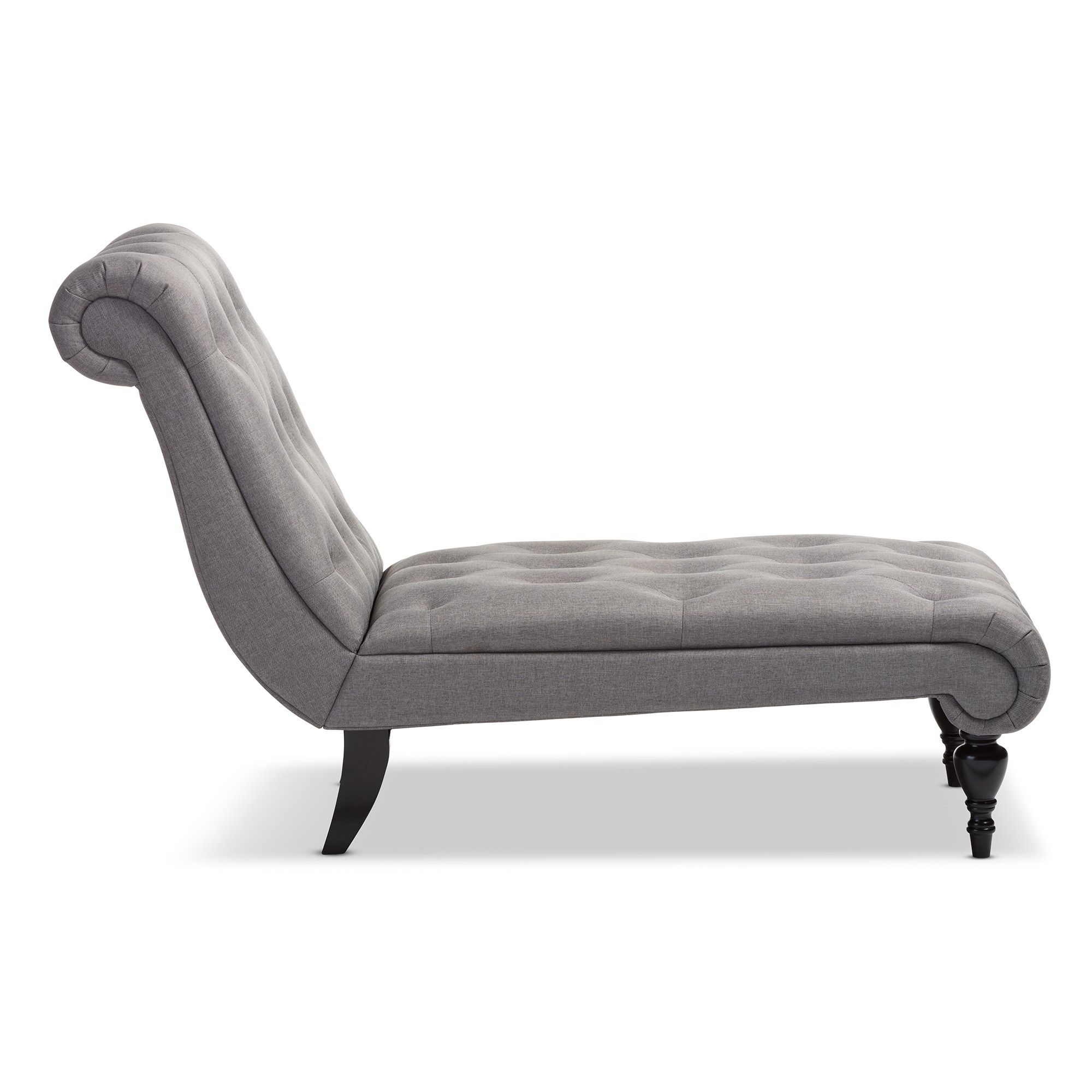 Baxton Studio Layla Mid Century Retro Modern Grey Fabric Pertaining To Favorite Gray Chaise Lounges (View 11 of 15)