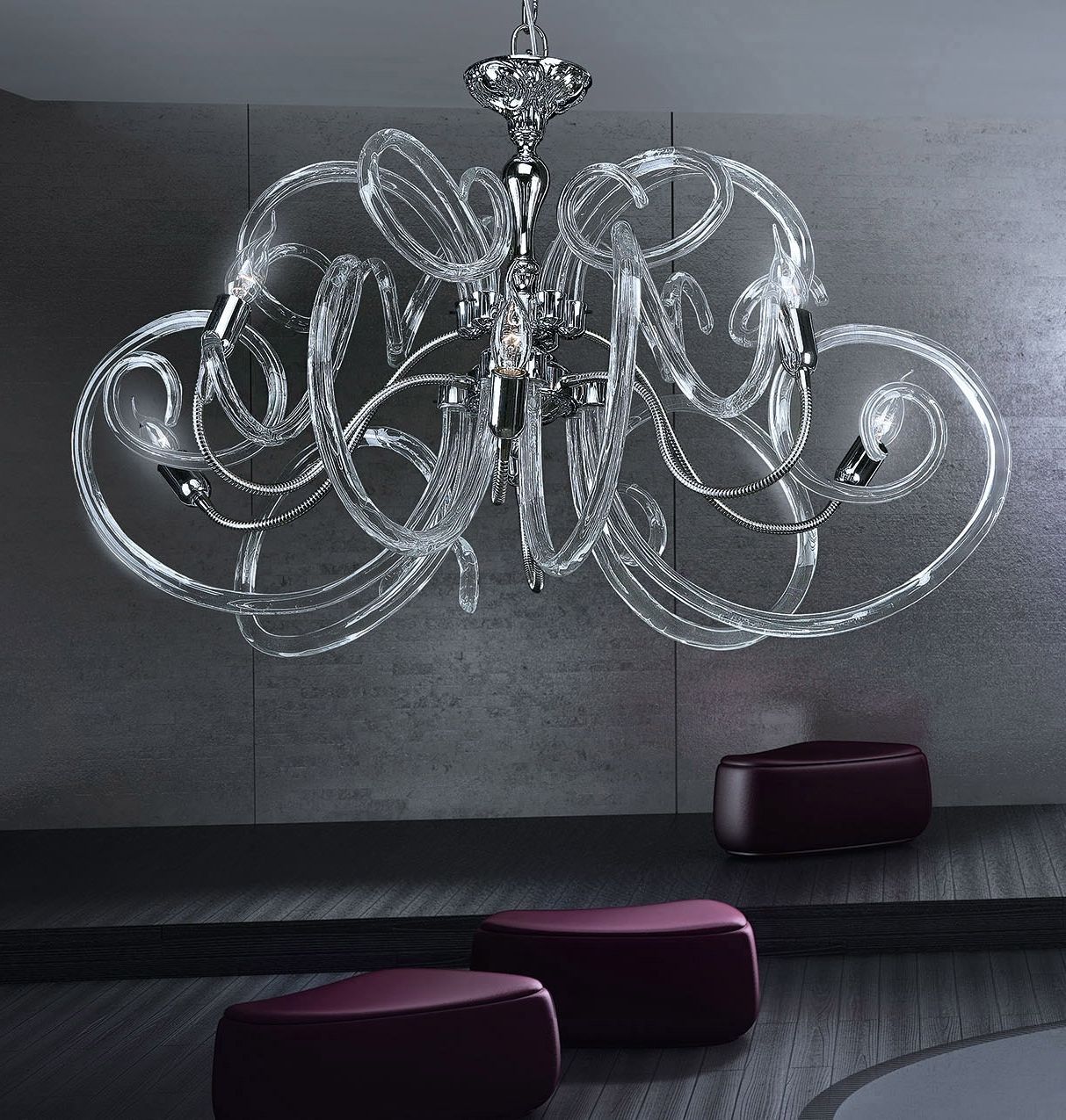 Best And Newest Chrome And Glass Chandelier Throughout Modern Contemporary Chandelier Murano Chandelier Bal1806x6 – Murano (View 12 of 15)