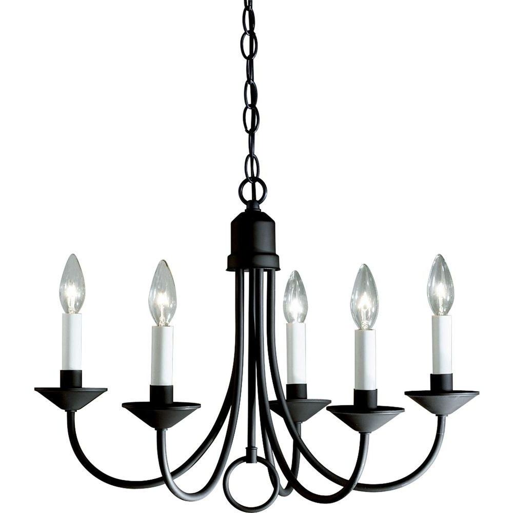 Black Chandeliers Intended For Fashionable Progress Lighting 5 Light Brushed Nickel Chandelier P4008 09 – The (Photo 2 of 15)