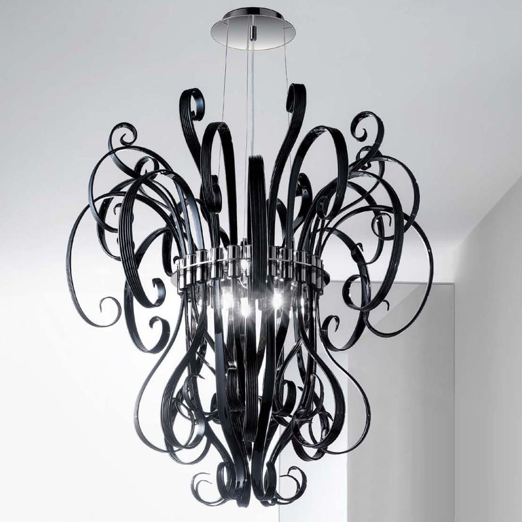 Black Glass Modern Contemporary Murano Chandelier Dmcio0s6 – Murano Throughout Newest Contemporary Black Chandelier (View 3 of 15)