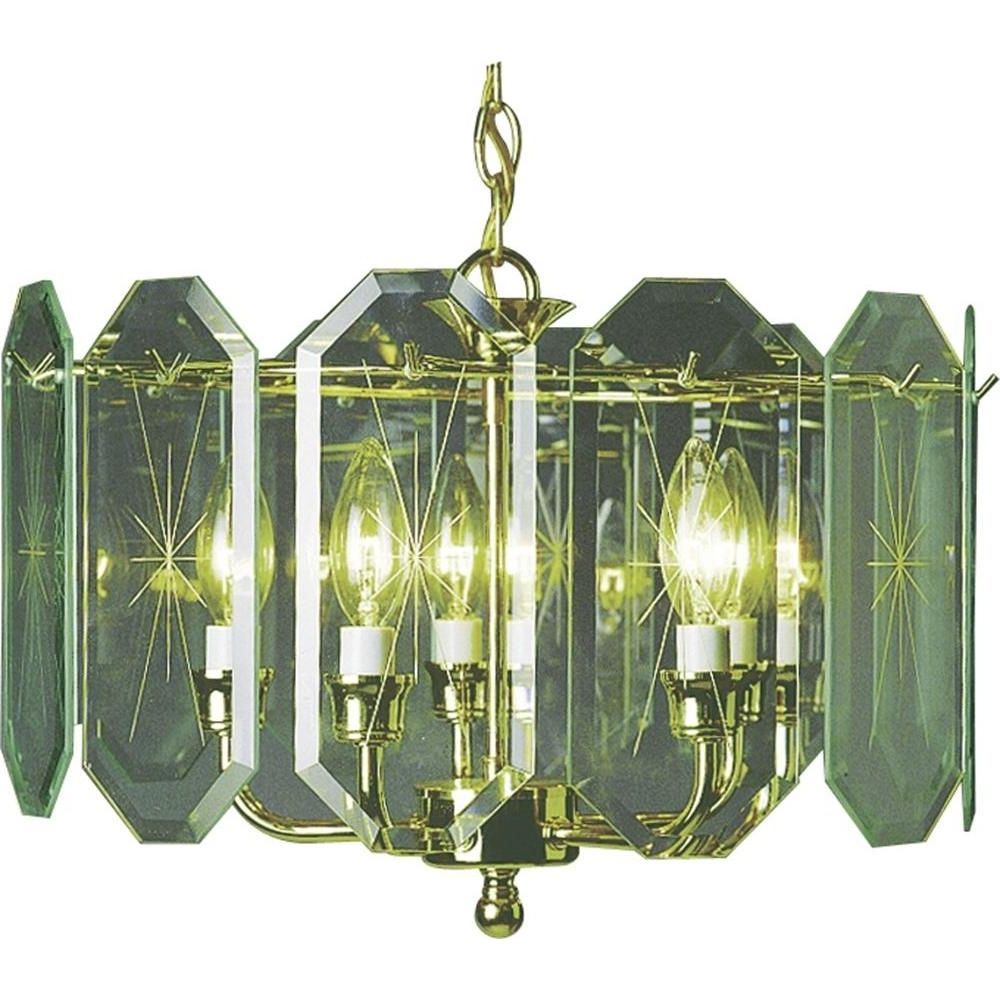 Brass And Glass Chandelier With Widely Used Brass – Chandeliers – Lighting – The Home Depot (View 12 of 15)