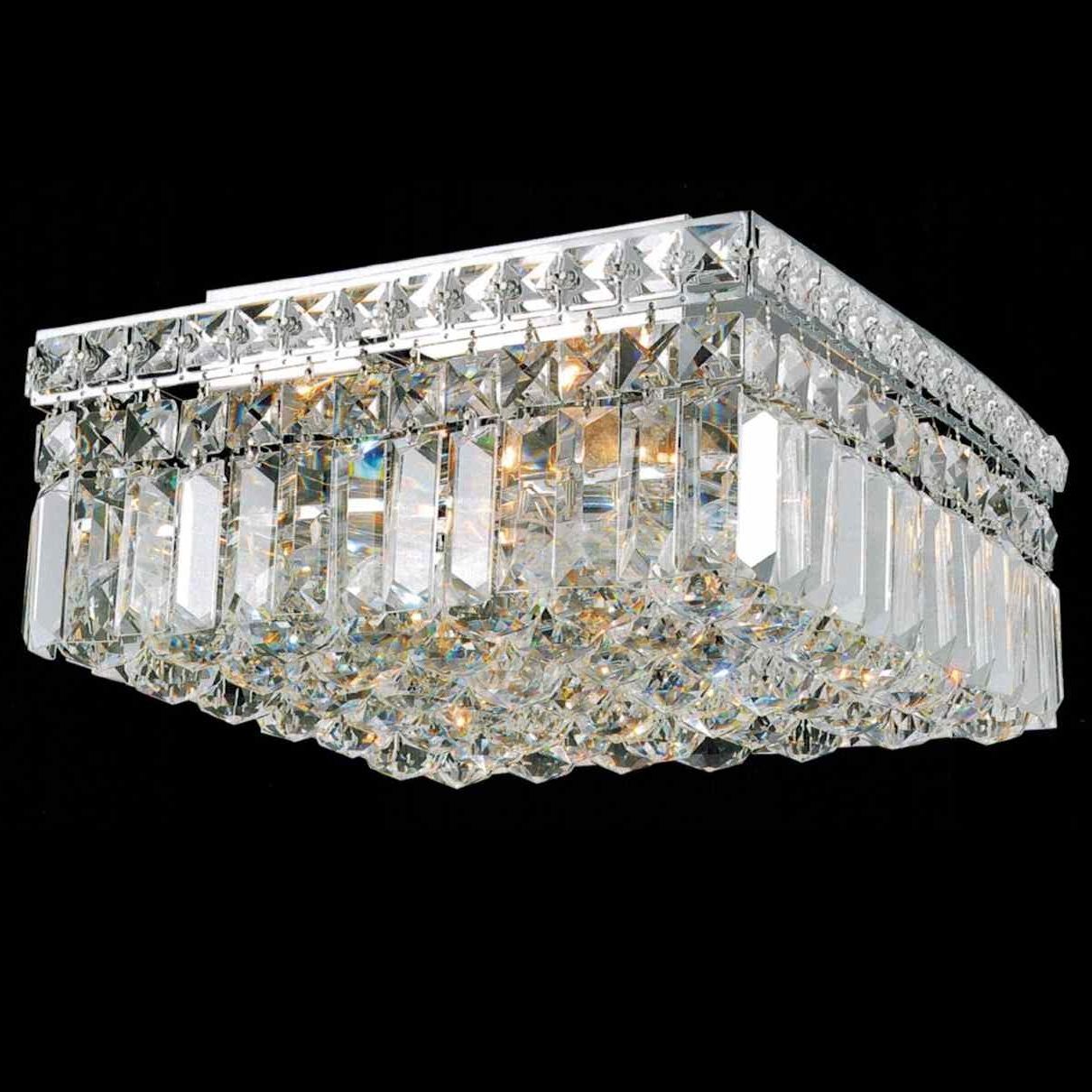 Brizzo Lighting Stores. 12" Bossolo Transitional Crystal Square Intended For 2017 4 Light Chrome Crystal Chandeliers (Photo 12 of 15)