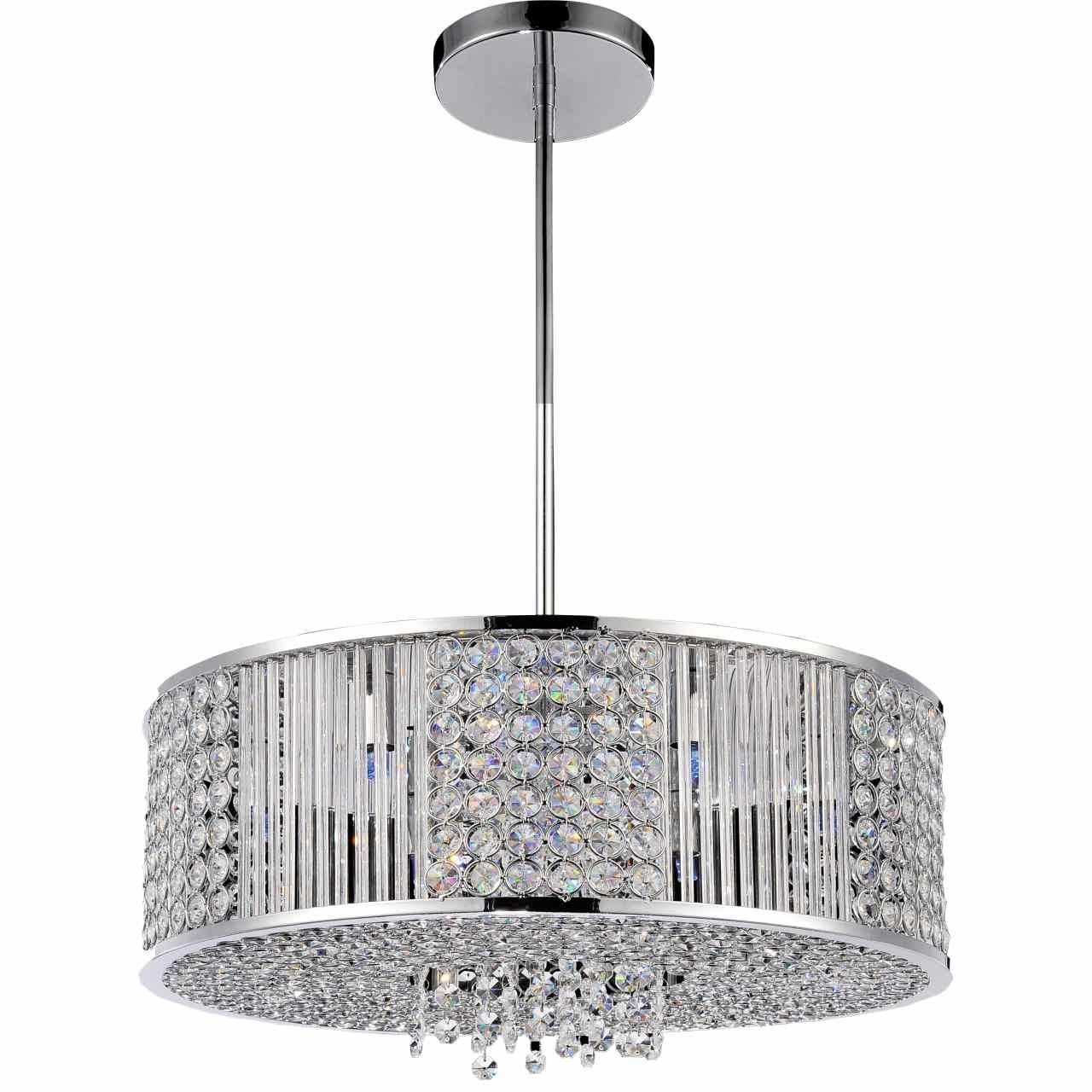 Brizzo Lighting Stores. 22" Cristallo Modern Crystal Round Pendant Pertaining To Widely Used Crystal Chrome Chandelier (Photo 2 of 15)