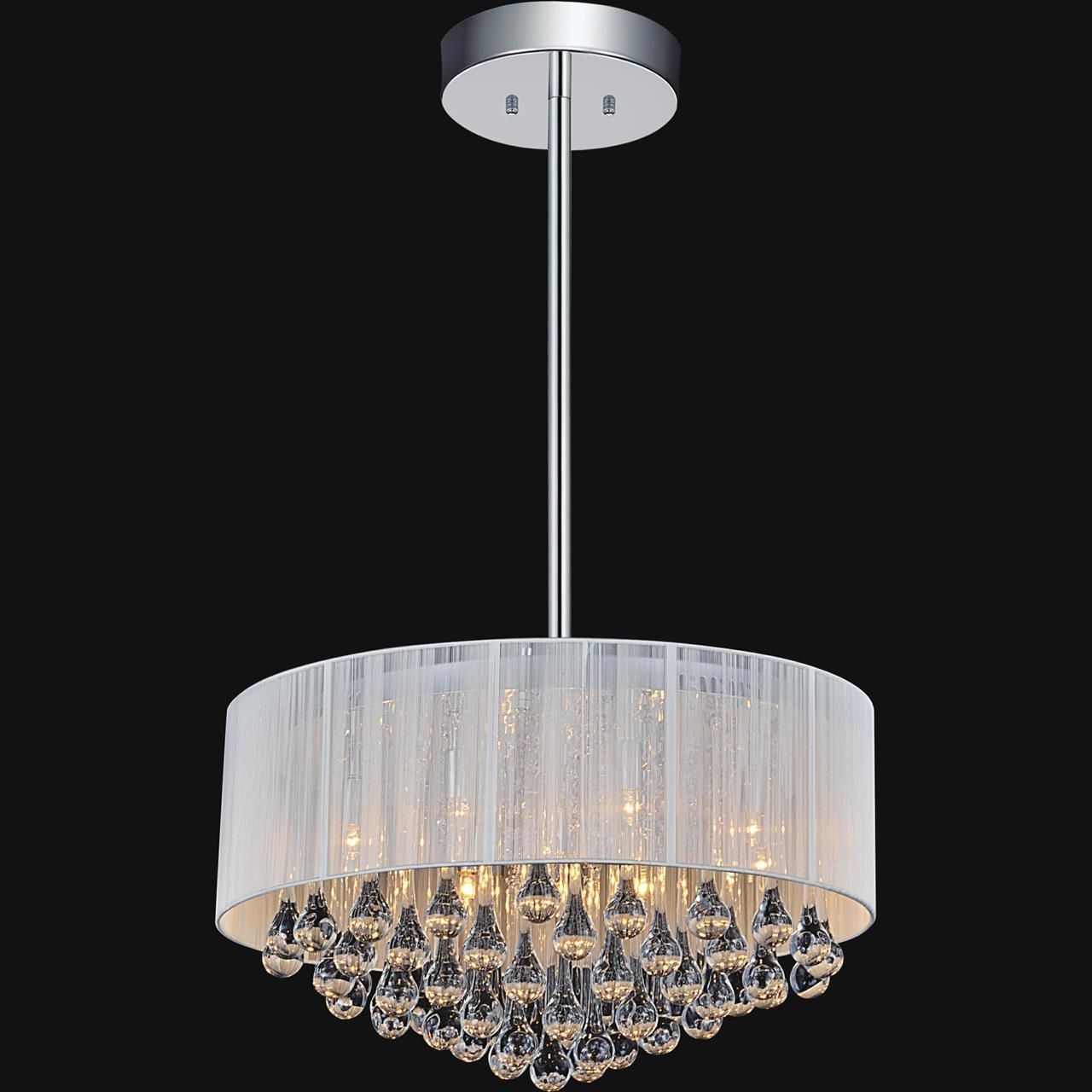 Brizzo Lighting Stores. 22" Gocce Modern String Drum Shade Crystal Within Trendy Black Chandeliers With Shades (Photo 15 of 15)