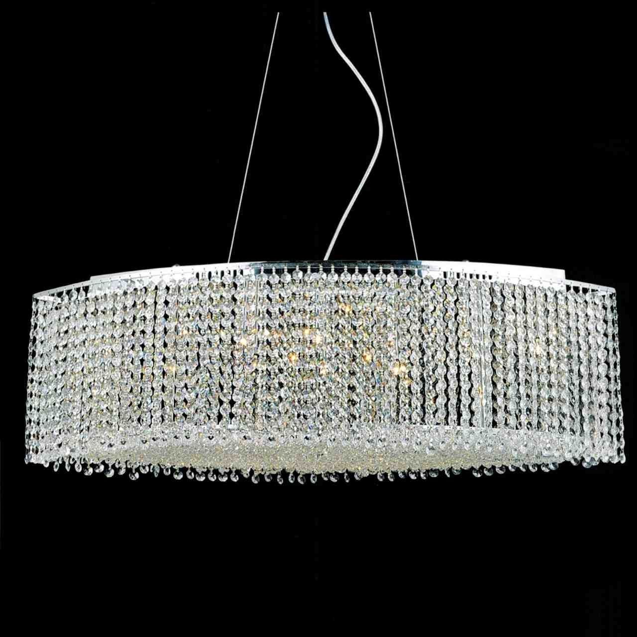 Brizzo Lighting Stores. 35" Rainbow Modern Linear Crystal Chandelier Pertaining To Well Known Crystal Chrome Chandelier (Photo 4 of 15)