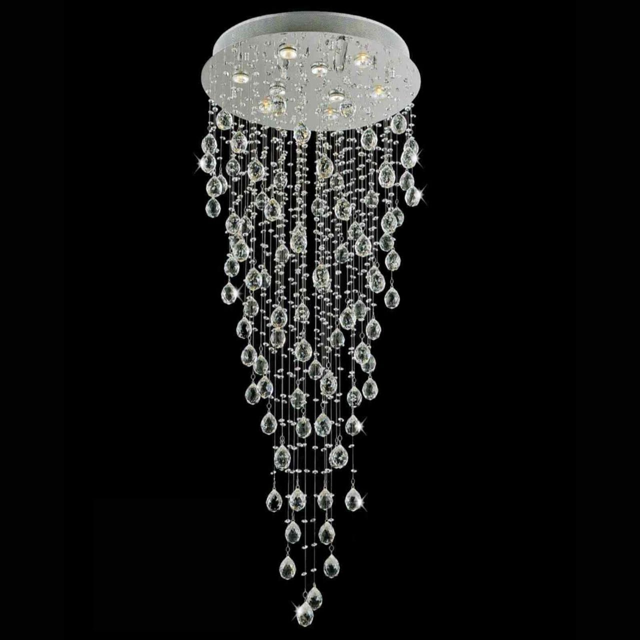 Brizzo Lighting Stores. 68" Raindrops Modern Foyer Crystal Round With Recent Chandelier Mirror (Photo 12 of 15)