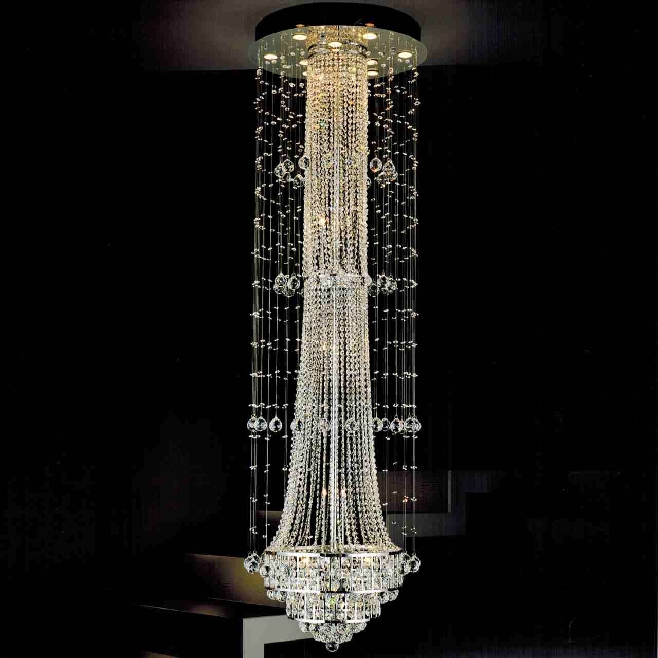 Brizzo Lighting Stores. 79" Chateaux Modern Foyer Crystal Chandelier Throughout Current Chandelier Mirror (Photo 10 of 15)
