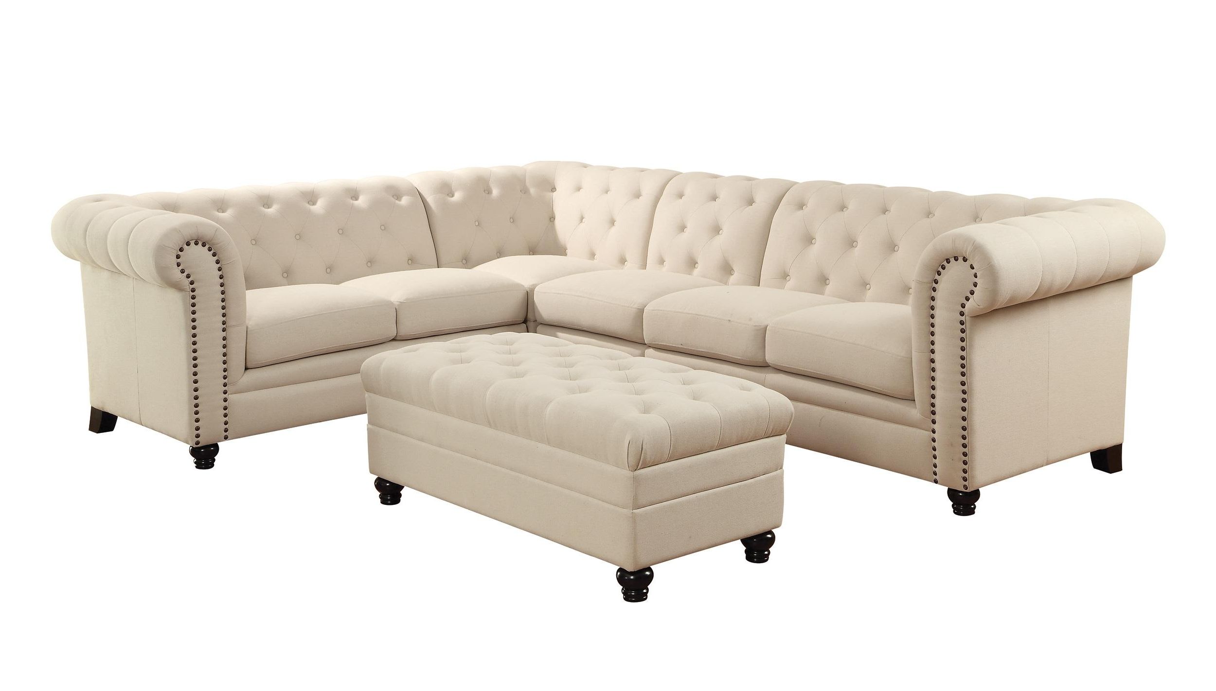 Button Tufted Sectional Sofa With Armless Chaircoaster (Photo 7 of 15)