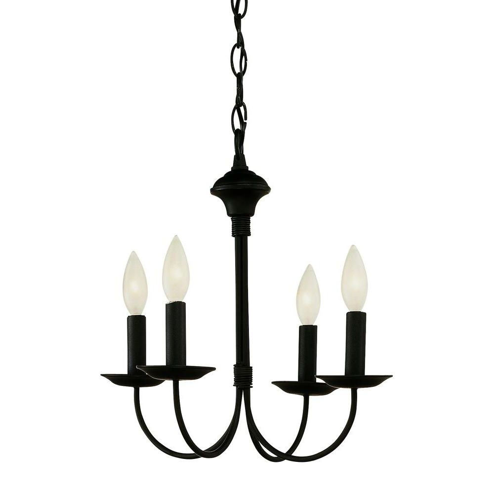 Candle Look Chandeliers Pertaining To Well Known Bel Air Lighting Cabernet Collection 4 Light Black Chandelier 9014 (Photo 9 of 15)