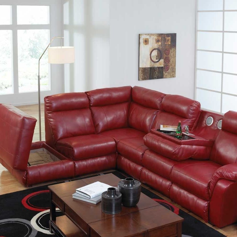 Catnapper Chastain Bonded Leather Sectional With Storage Chaise Regarding Most Up To Date Red Leather Sectional Sofas With Recliners (View 1 of 15)