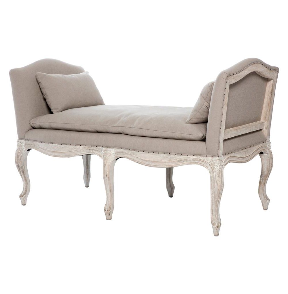 Chaise Benchs With Preferred Hannah French White Wash Down Wrapped End Of Bed Bench (View 10 of 15)