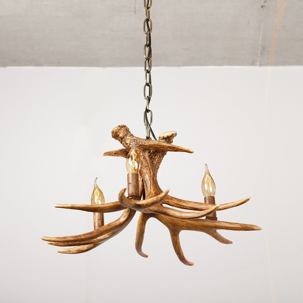 Chandelier For Restaurant With Regard To Preferred Homestia Europe Country 3 Lamp Candle Antler Chandelier For (View 13 of 15)