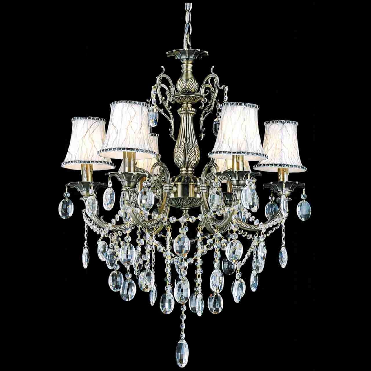 Chandelier Lamp Shades Regarding Current Brizzo Lighting Stores. 24" Ottone Traditional Candle Round Crystal (Photo 11 of 15)