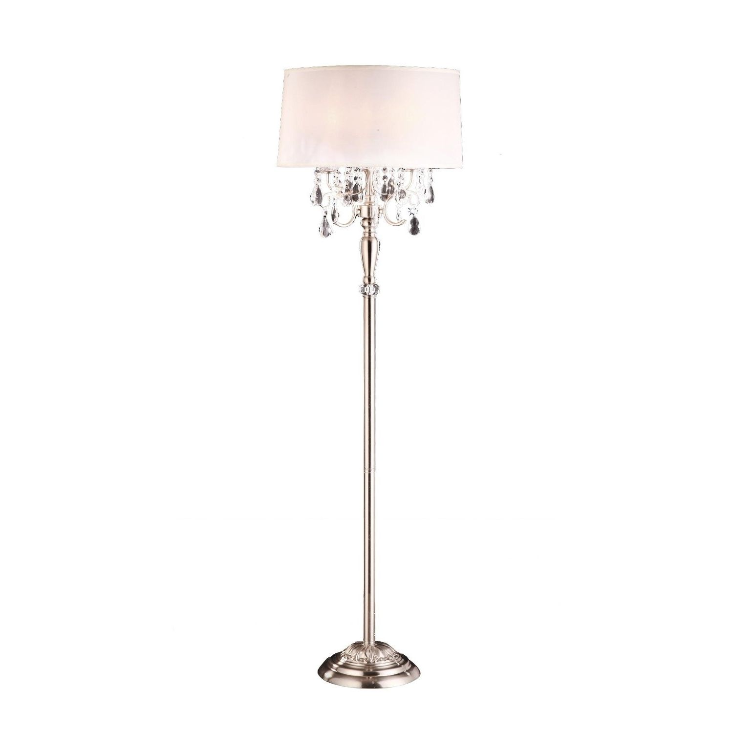 Chandelier Standing Lamps In Most Recent Home Design : Excellent Floor Lamp Crystal Chandelier Chrome Beaded (View 14 of 15)