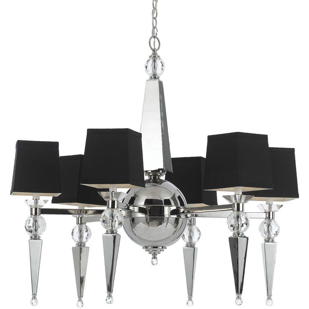 Chandeliers With Black Shades Inside Popular Af Lighting Clark 6 Light Chrome Chandelier With Crystal Accents And (View 2 of 15)