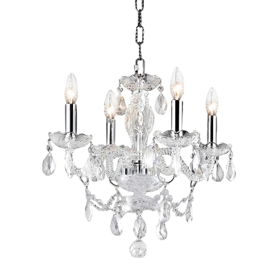 Chrome And Crystal Chandelier With Regard To Favorite Shop Elegant Lighting Princeton 17 In 4 Light Chrome Crystal Crystal (Photo 15 of 15)