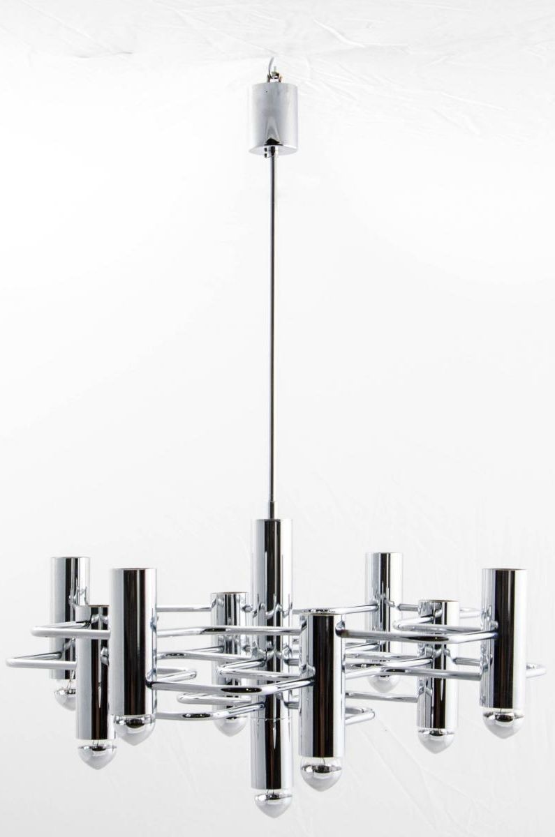 Chrome Chandelier In Well Liked Vintage Geometrical Chrome Chandeliergaetano Sciolari For Sa (View 8 of 15)