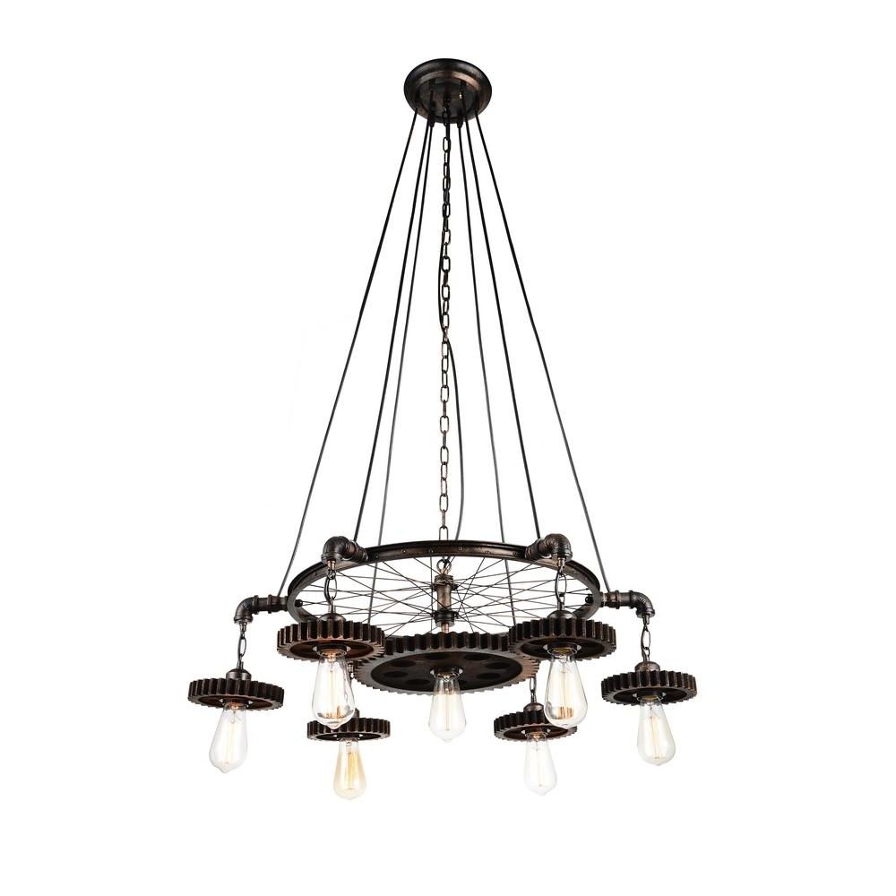 Copper Chandeliers With Widely Used Prado 7 Light Blackened Copper Chandelier 9723p35 7 211 – The Home Depot (View 2 of 15)