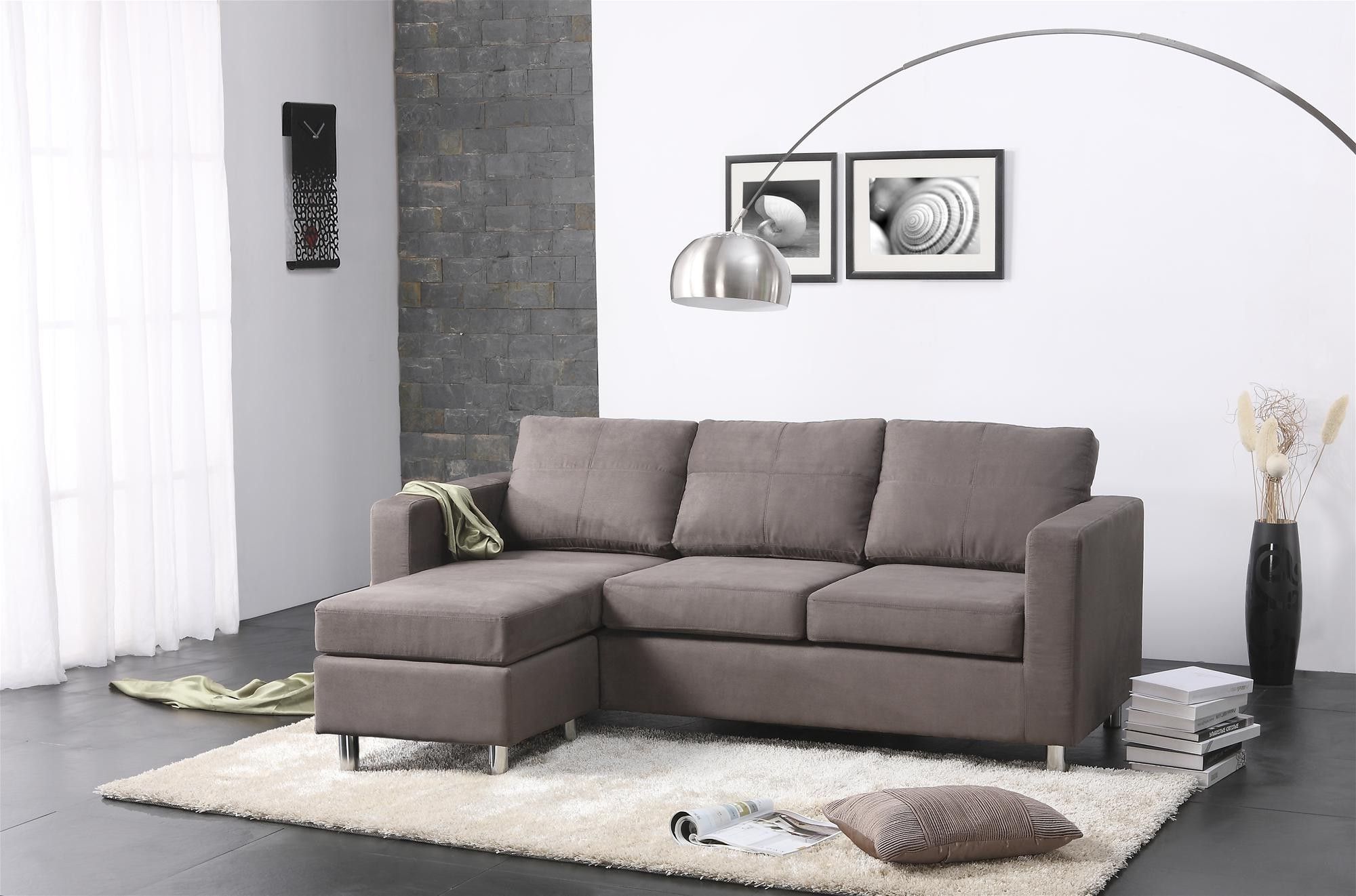 Current Chaise Lounge Chairs For Small Spaces Intended For Amazing Modern Small Spaces Living Room Decors With Grey Sectional (Photo 15 of 15)