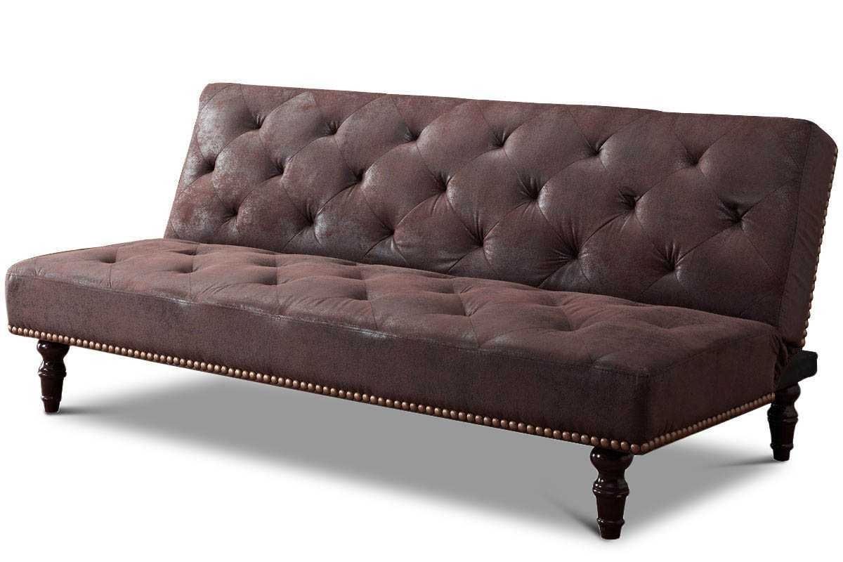 Current Charles Victorian Vintage Antique Sofa Bed Brown Faux Suede In Faux Suede Sofas (Photo 3 of 15)