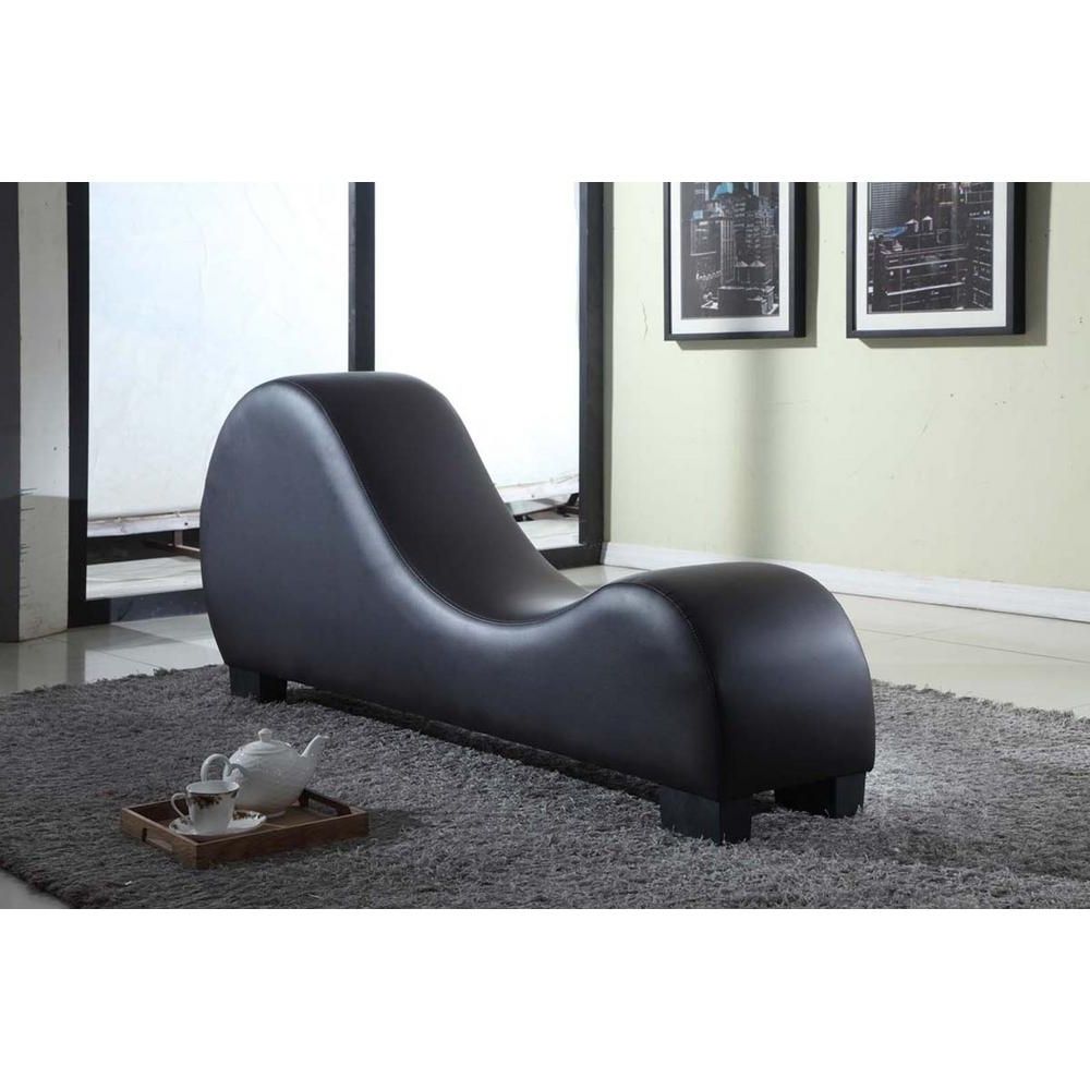 Curved Chaise Lounges Throughout Widely Used Black Faux Leather Chaise Lounge Cl 10 – The Home Depot (Photo 1 of 15)