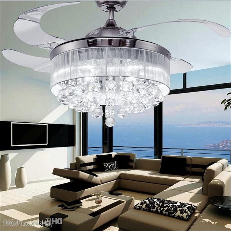 Discount Led Ceiling Fans Light Ac 110v 220v Invisible Blades For Best And Newest Chandelier Lights For Living Room (View 1 of 15)