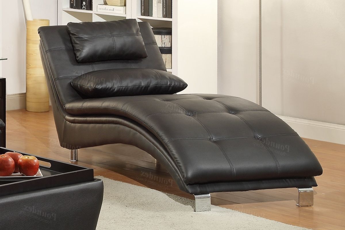 Duvis Black Leather Chaise Lounge – Steal A Sofa Furniture Outlet With Regard To Most Up To Date Black Leather Chaise Lounge Chairs (Photo 1 of 15)