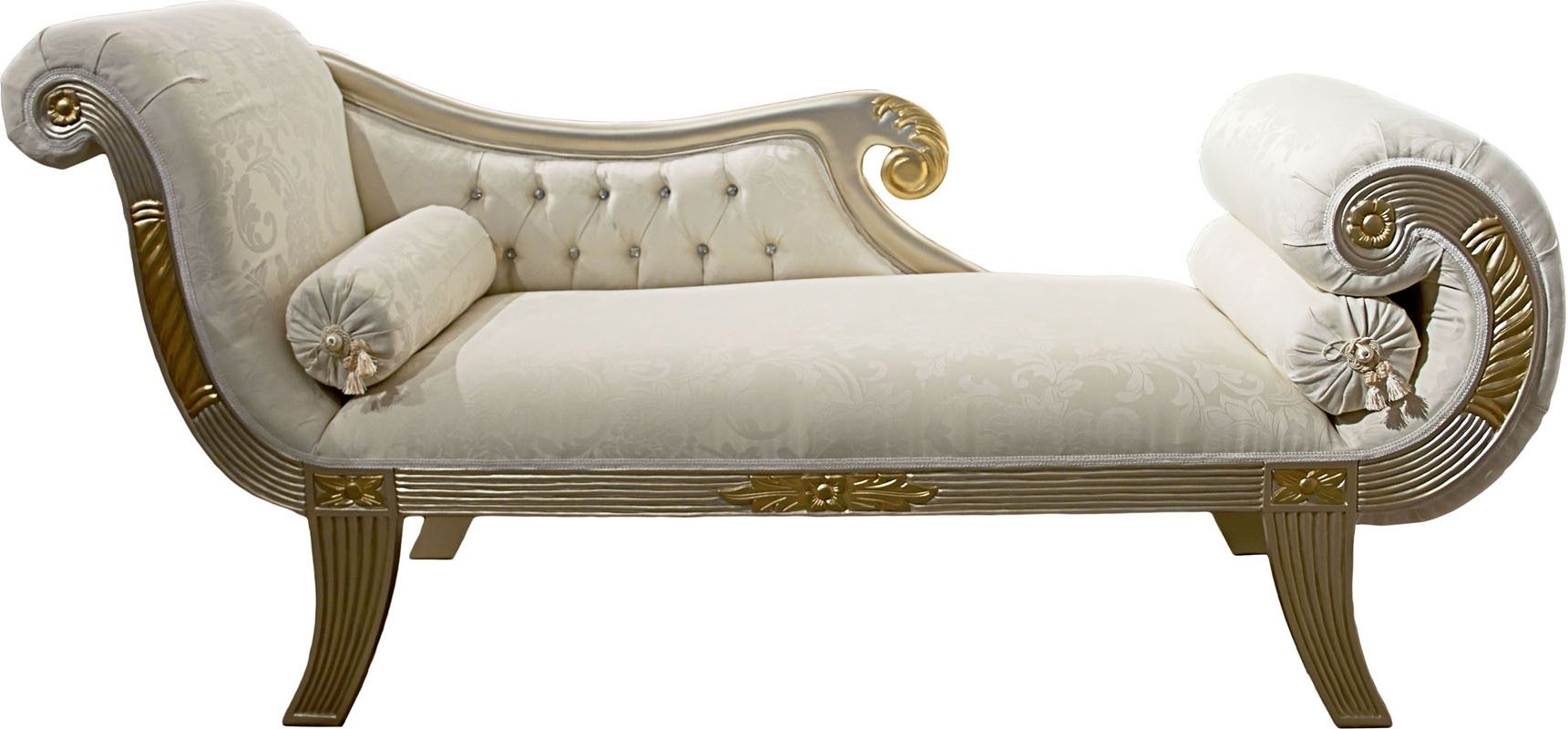 Elegant Chaise Lounge Chairs Regarding Popular White Leather Vintage Chaise Lounge Chair In Victorian Style Plus (View 1 of 15)