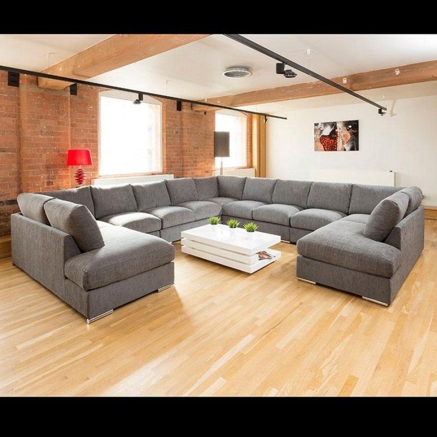 Extra Large Unique Sofa Set Settee Corner Group C Shape Grey  (View 3 of 15)
