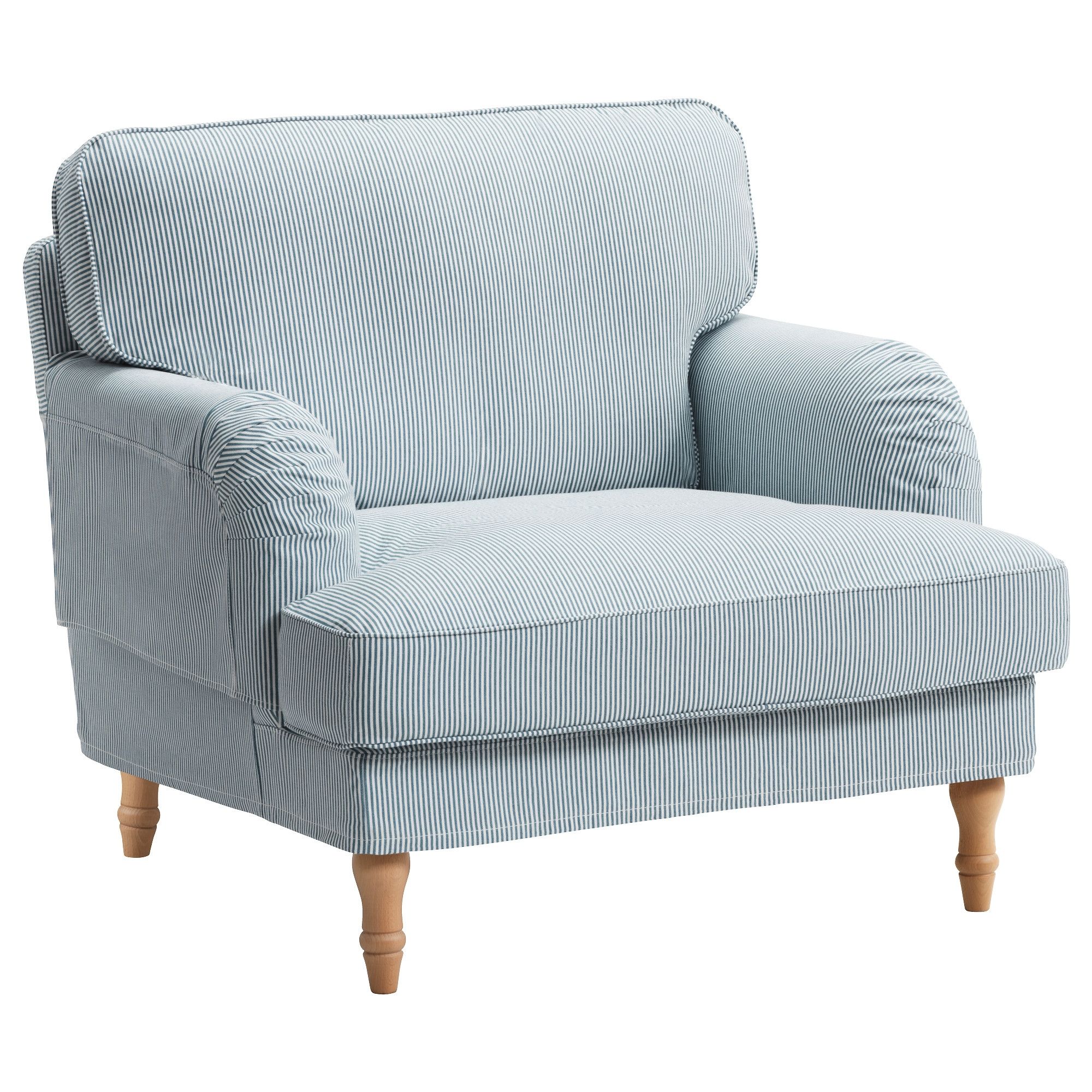 Famous Wide Sofa Chairs Within Stocksund Armchair, Ljungen Blue, Light Brown/wood (View 15 of 15)
