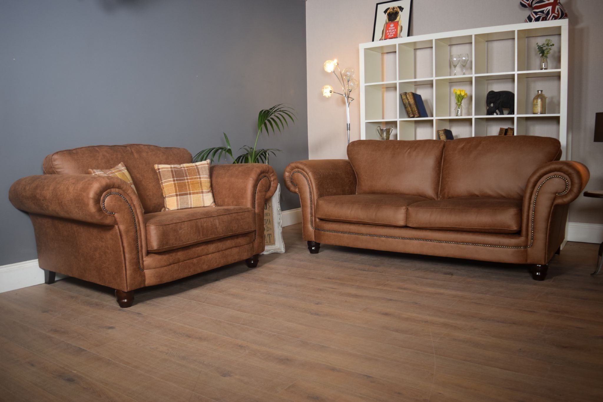 Fashionable 3 Seater Sofas And Cuddle Chairs With Set Abbey Downton 3 Seater Sofa & Large Cuddle Chair – Tan Fitted (Photo 1 of 15)