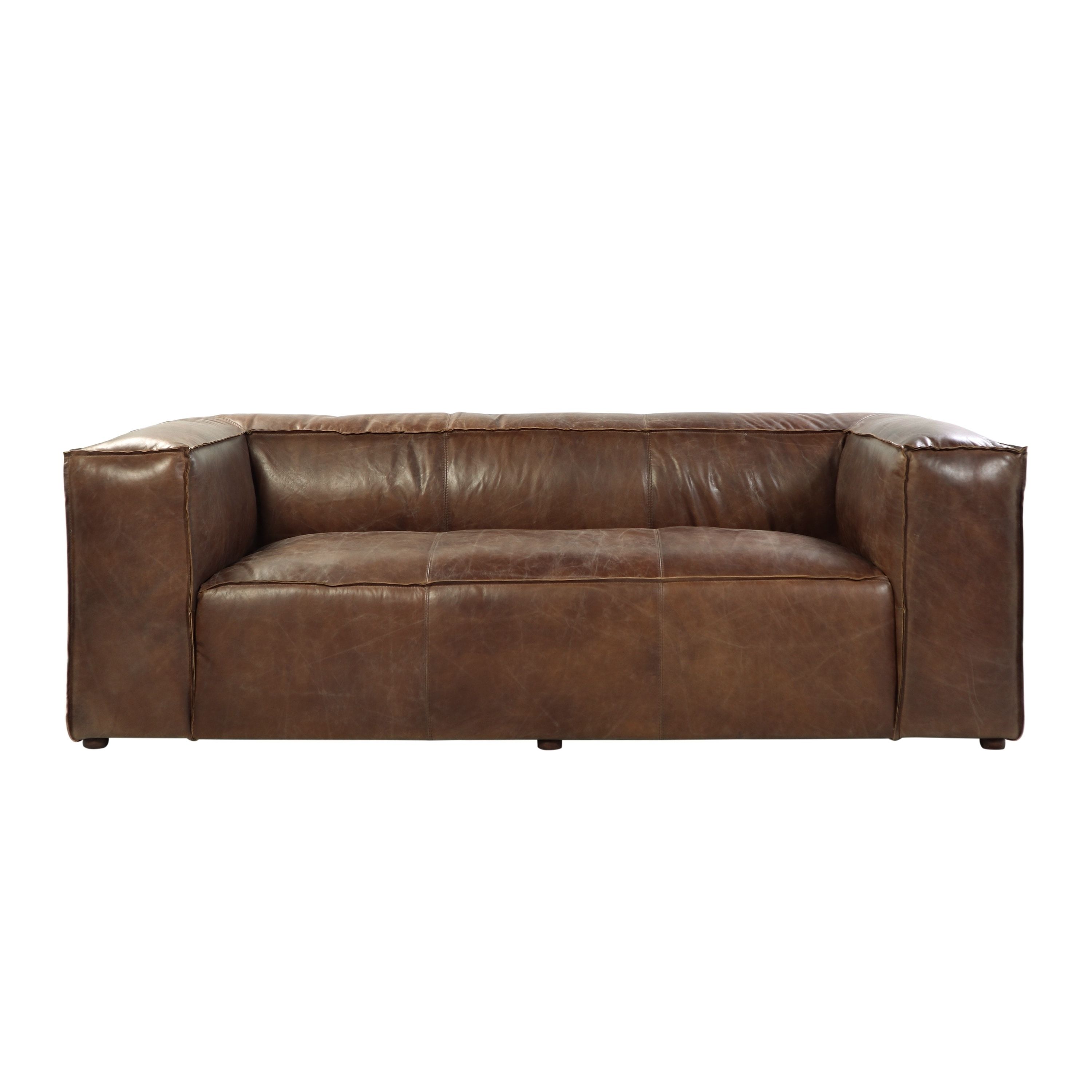 Fashionable Canterbury Leather Sofas Regarding Acme Furniture Brancaster Top Grain Leather Sofa, Retro Brown (Photo 12 of 15)