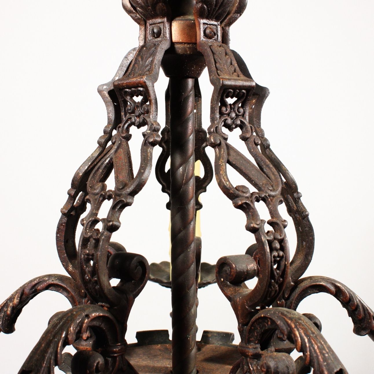 Fashionable Cast Iron Antique Chandelier For Magnificent Antique Figural Five Light Chandelier, Cast Iron, Early (Photo 4 of 15)