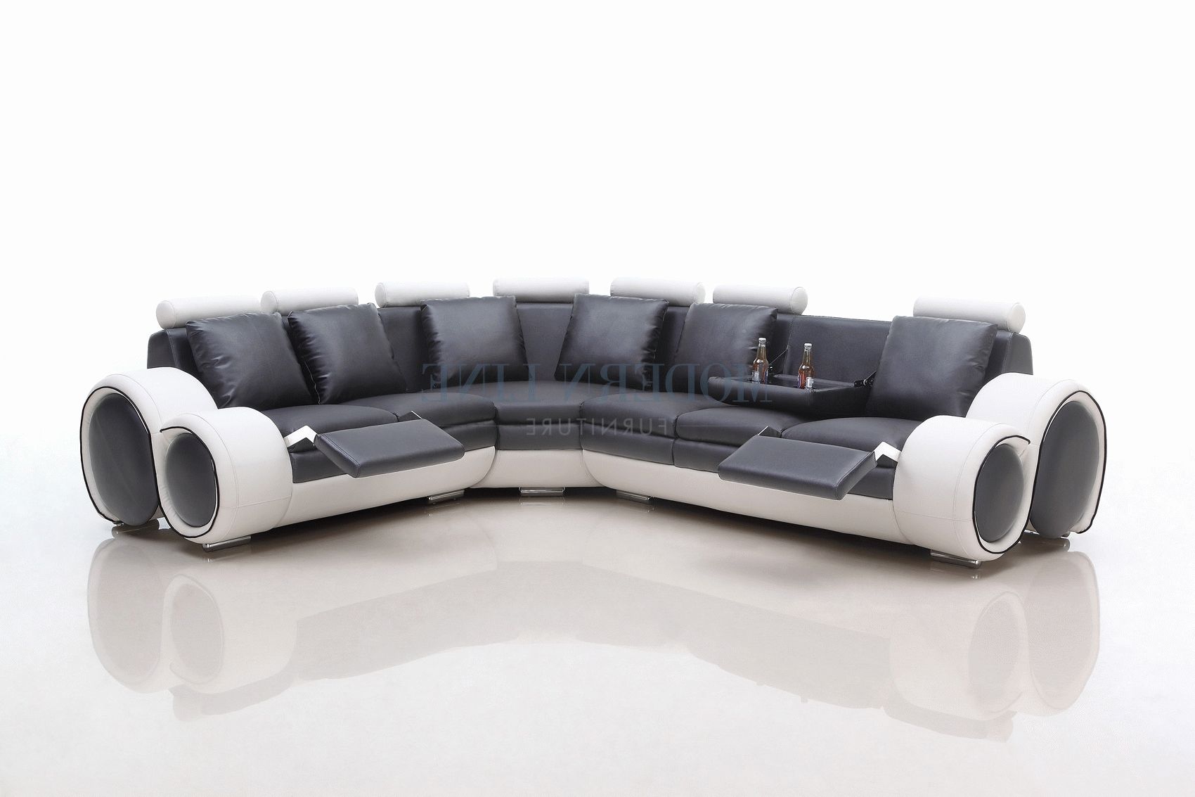 Fashionable Sectional Sofas With Consoles Pertaining To Modern Line Furniture Commercial Custom Made Ultra White Black (Photo 10 of 15)