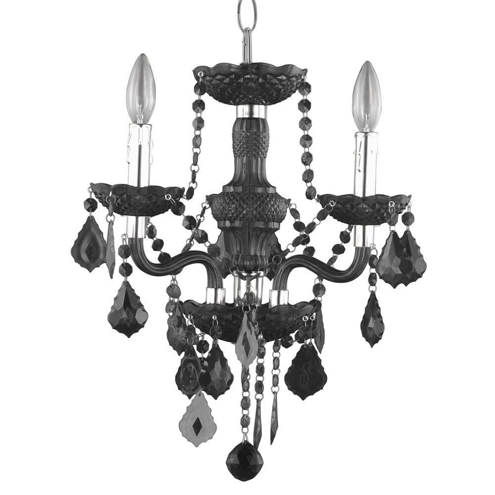 Favorite Hampton Bay 3 Light Chrome Maria Theresa Chandelier With Black Within Acrylic Chandeliers (Photo 7 of 15)