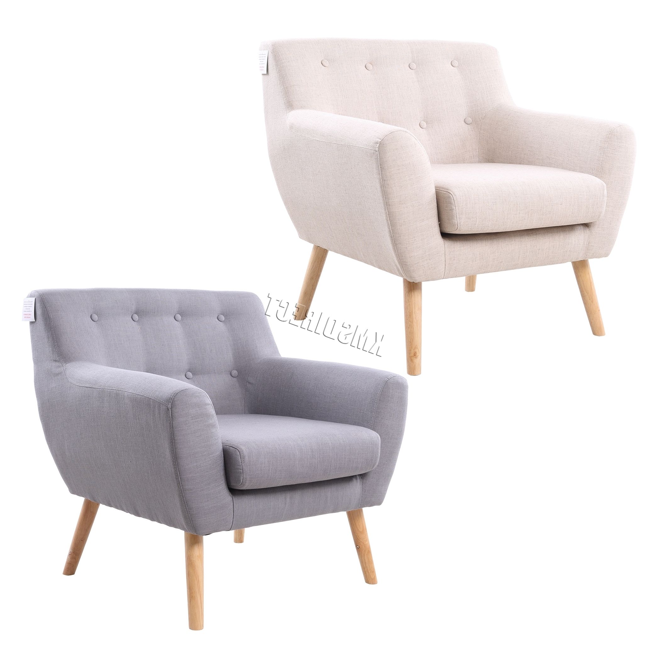 Foxhunter Linen Fabric 1 Single Seat Sofa Tub Arm Chair Dining For 2018 Single Seat Sofa Chairs (Photo 1 of 15)