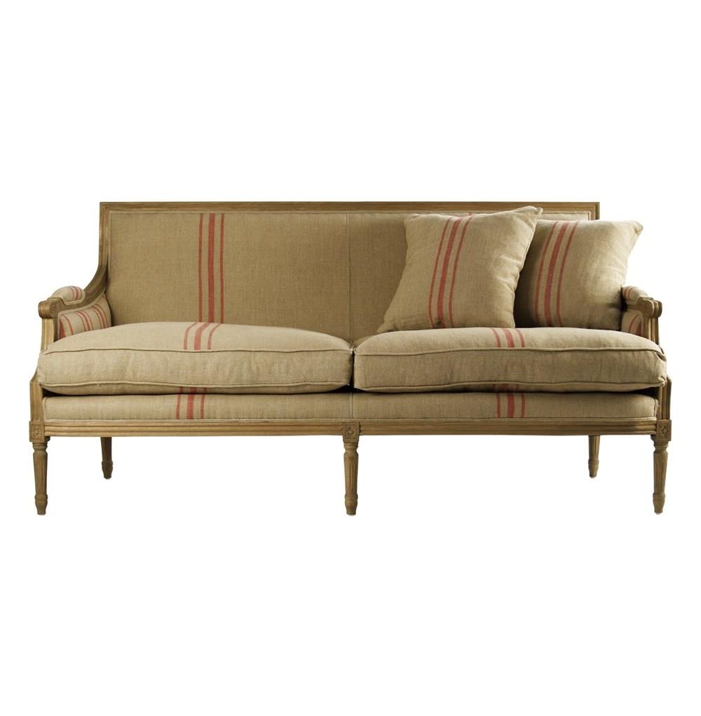 French Style Sofas For Latest St. Germain French Style Red Stripe Linen Louis Xvi Sofa (Photo 12 of 15)